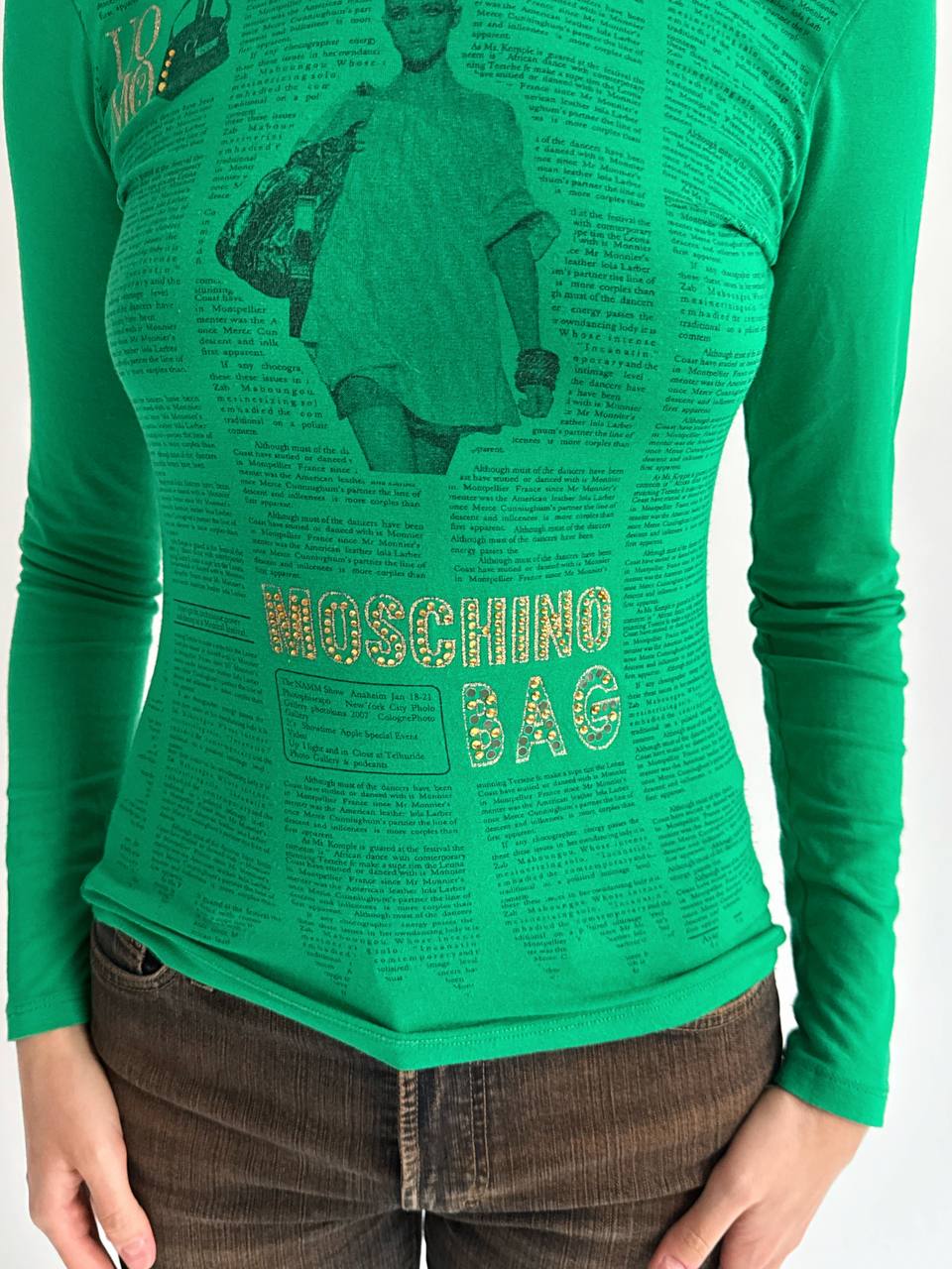 Vintage Moschino green gazette blouse