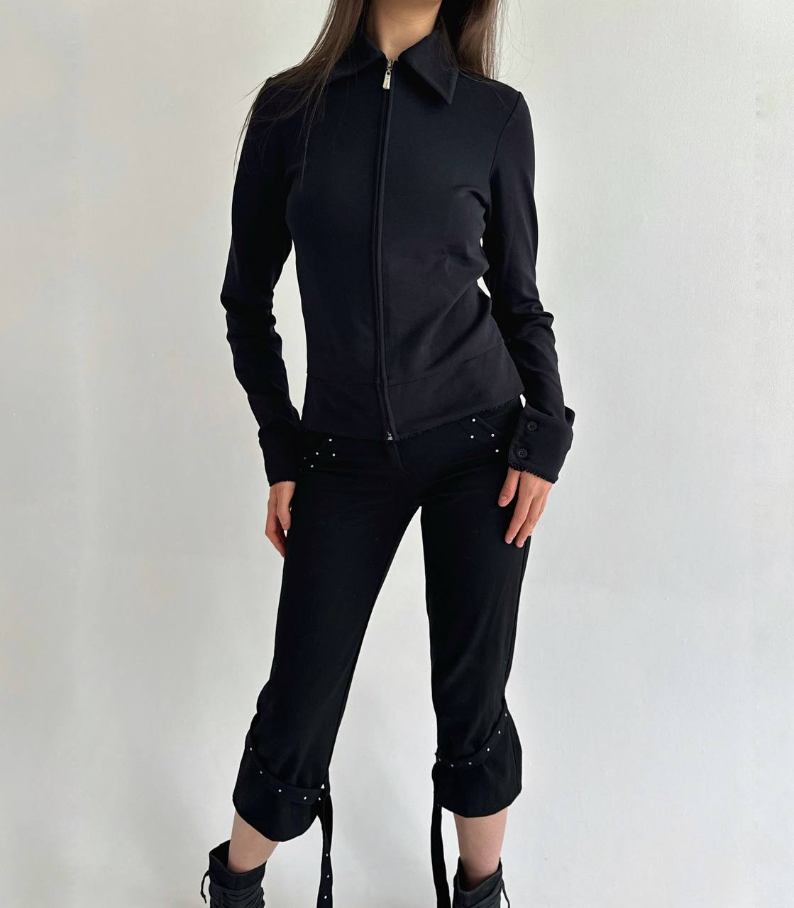 Vintage made in France black zip jacket