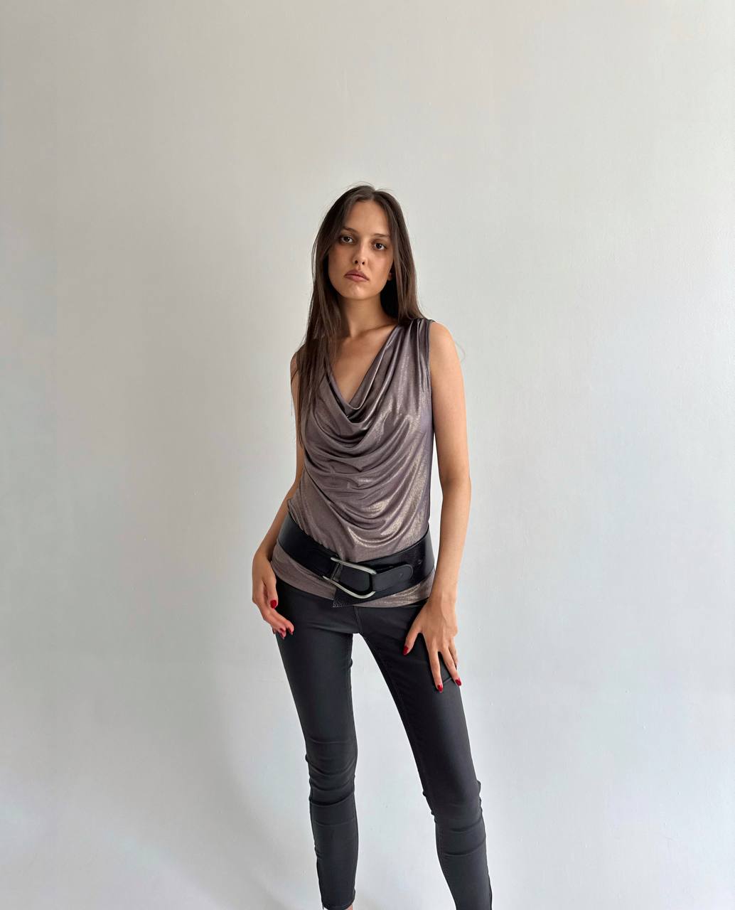 Calvin Klein glossy draped top