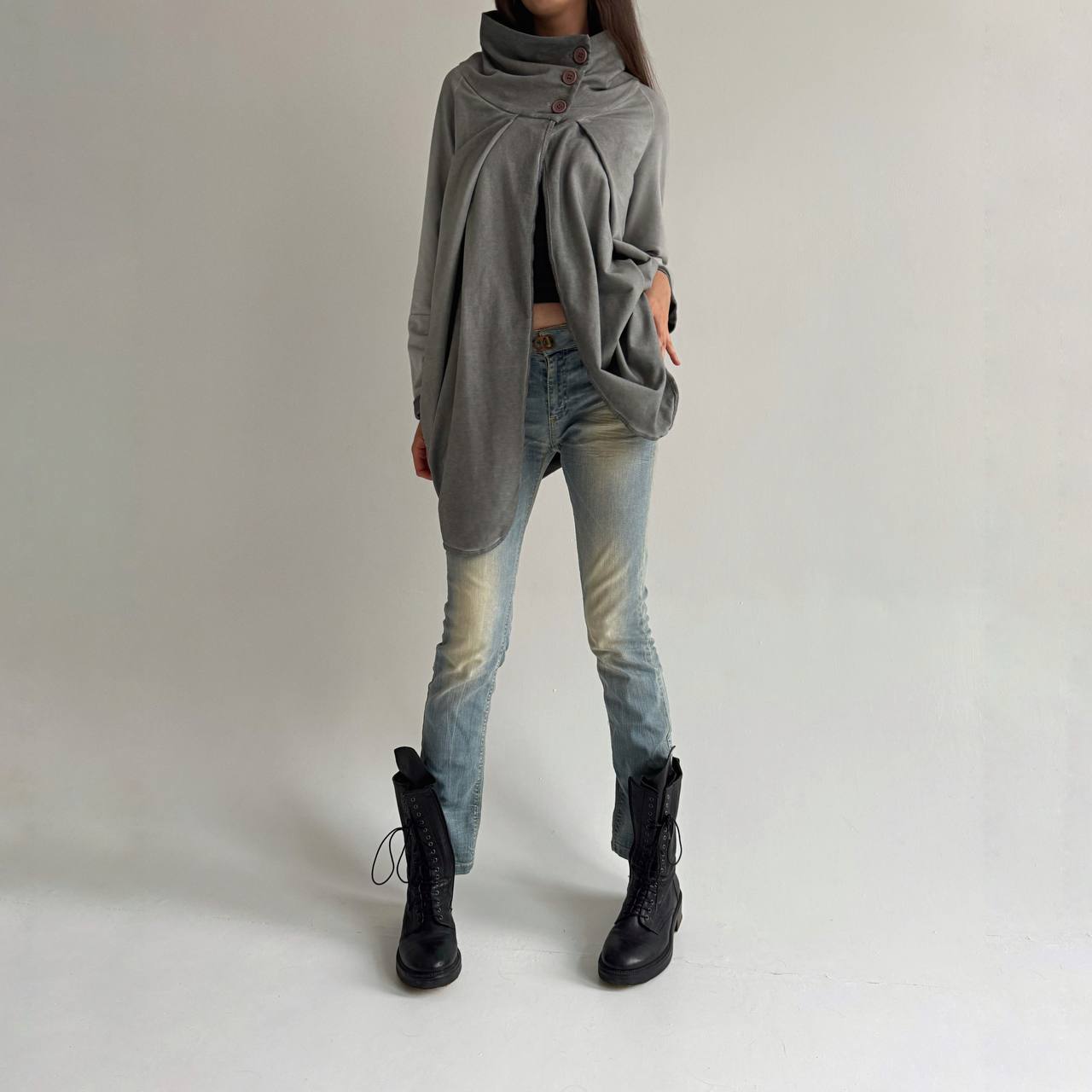 Vintage avant garde asymmetrical button up cardigan