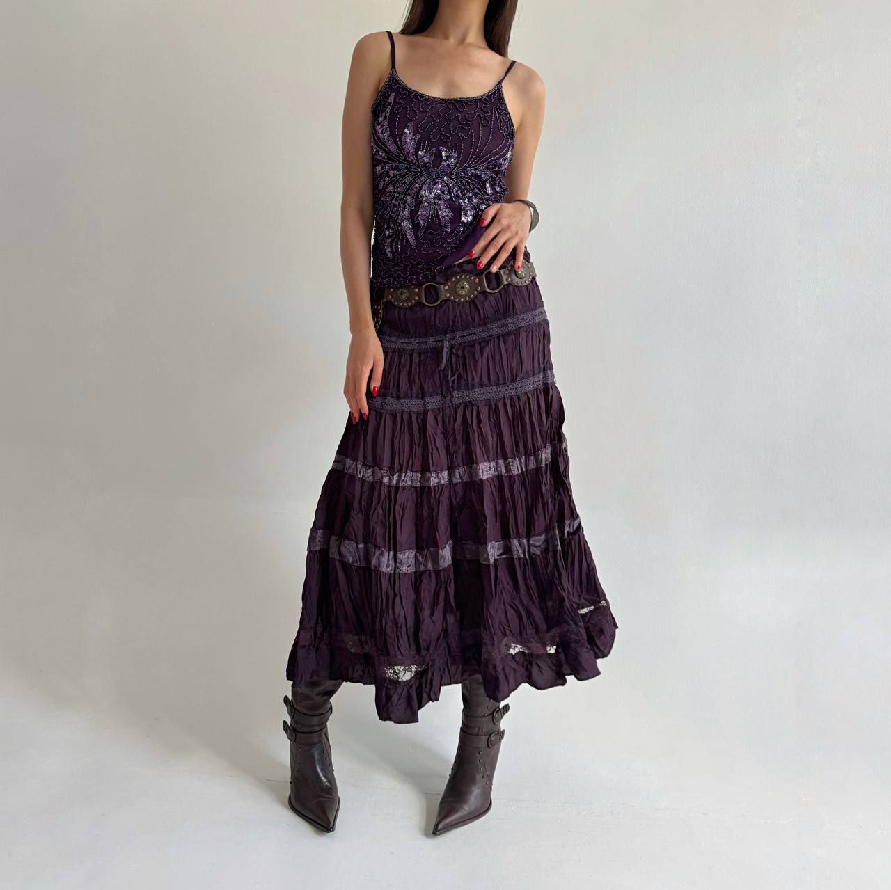 Vintage purple whimsigoth ruched skirt