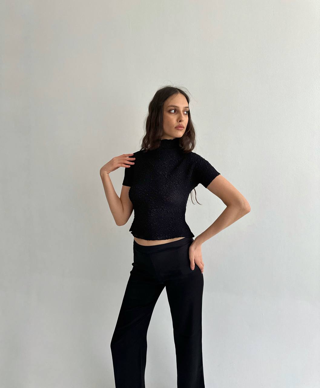 Vintage Japanese pleated sheer blouse
