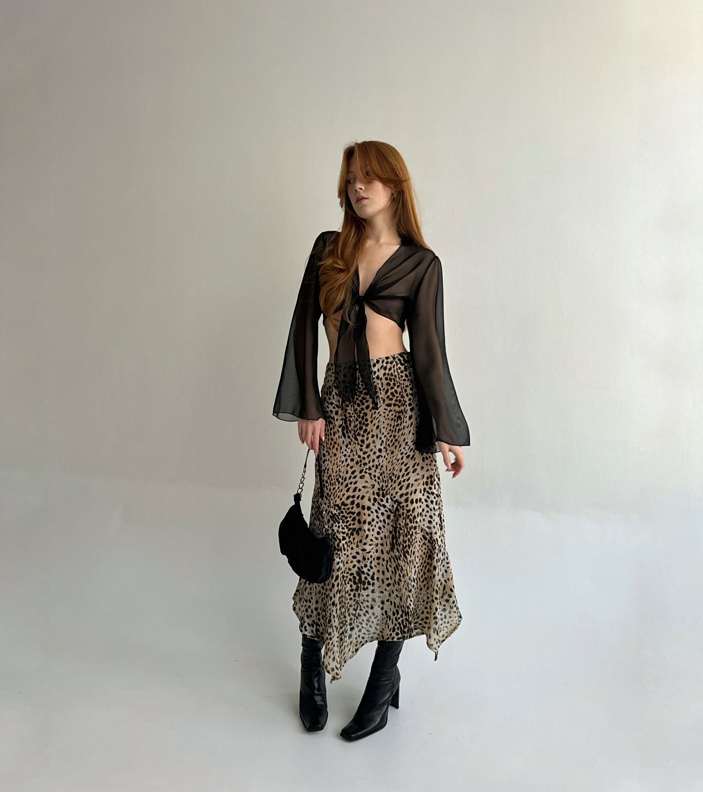 Vintage asymmetrical animal printed skirt
