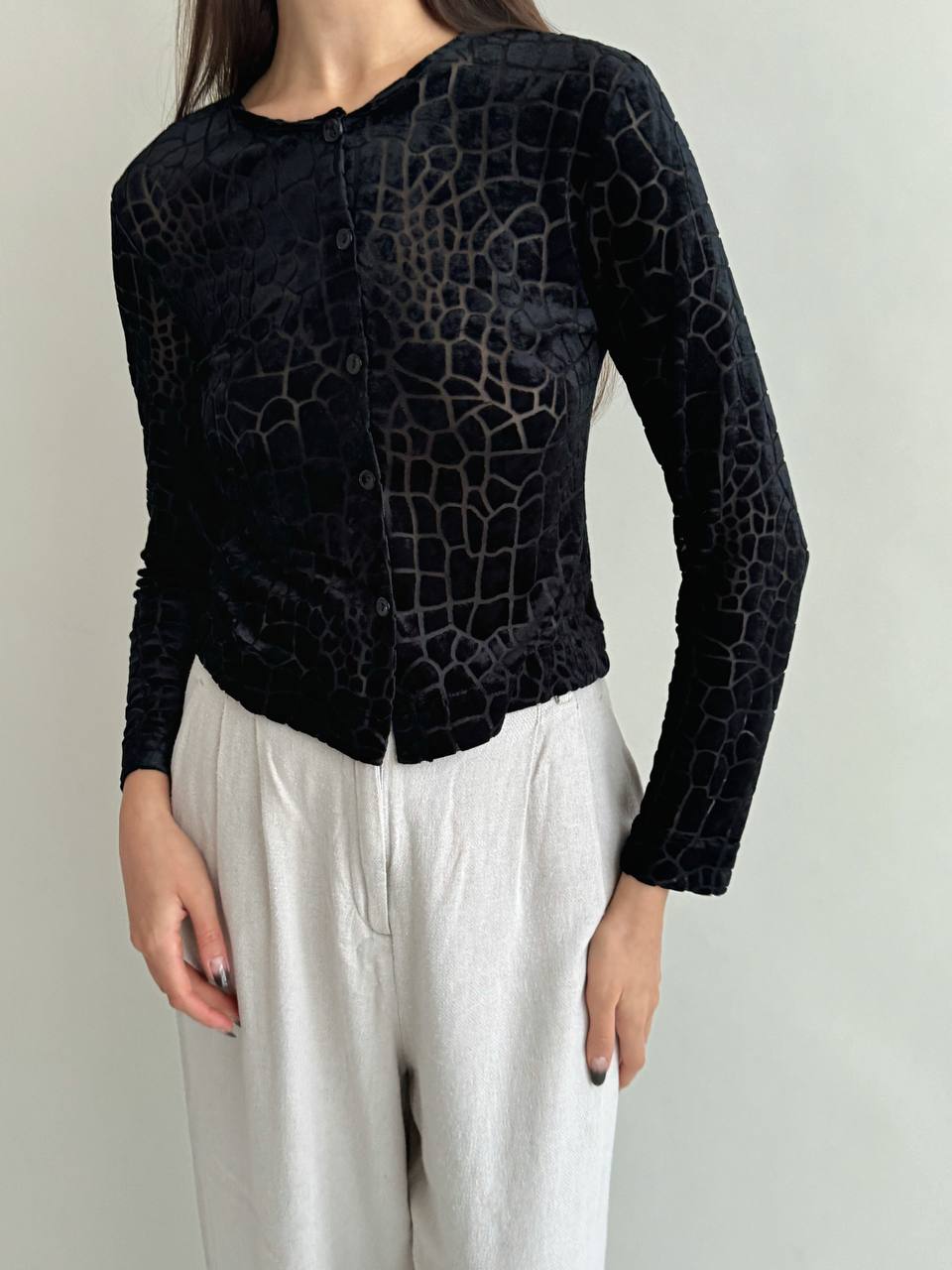 Vintage velvet pattern cardigan