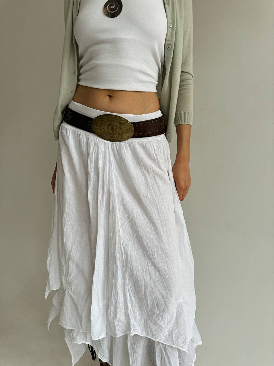 Vintage cotton asymmetrical white skirt