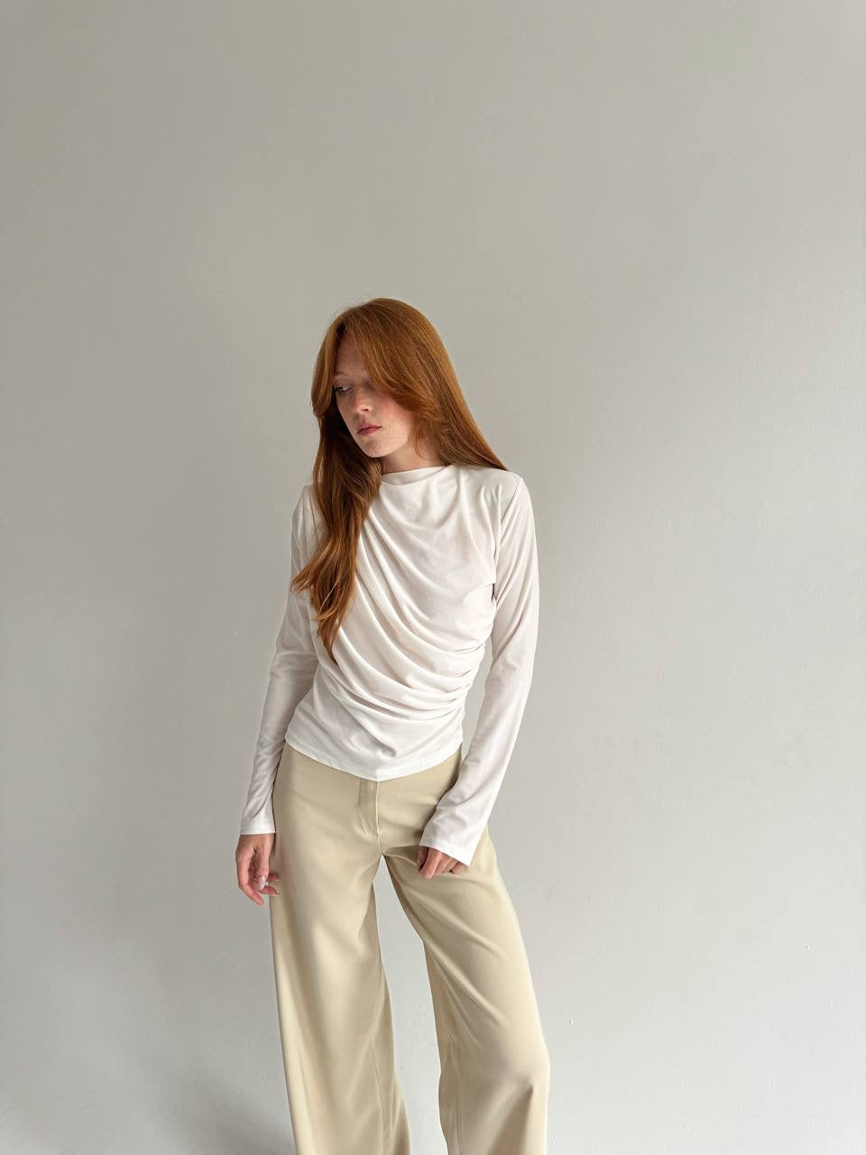 Vintage draped asymmetrical blouse