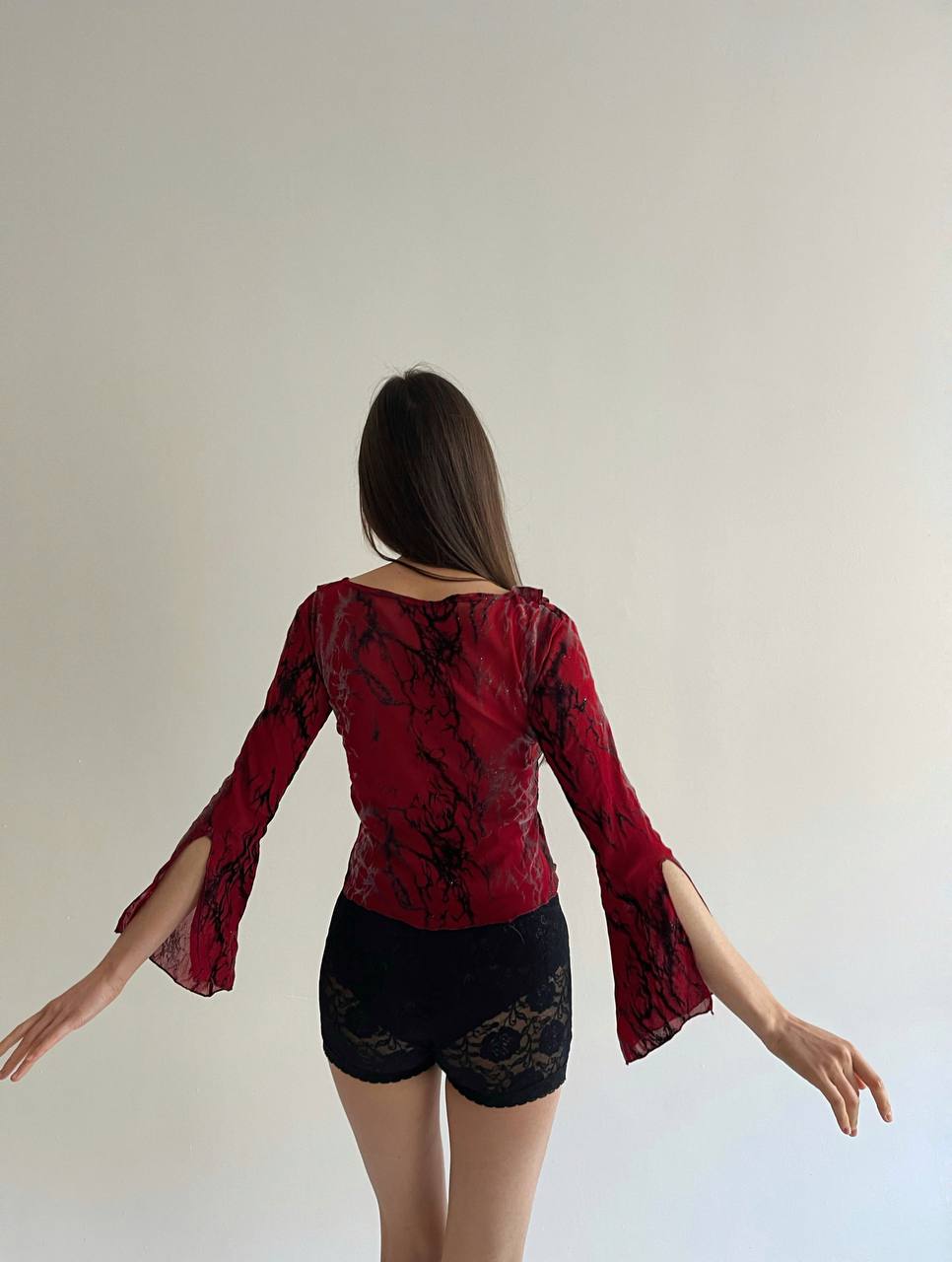 Vintage French red gothic blouse