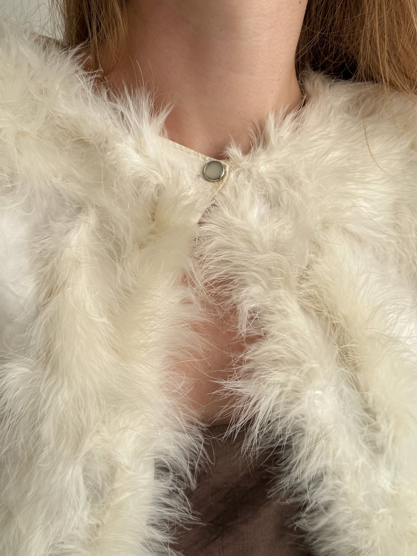 Vintage ostrich feather cream cape