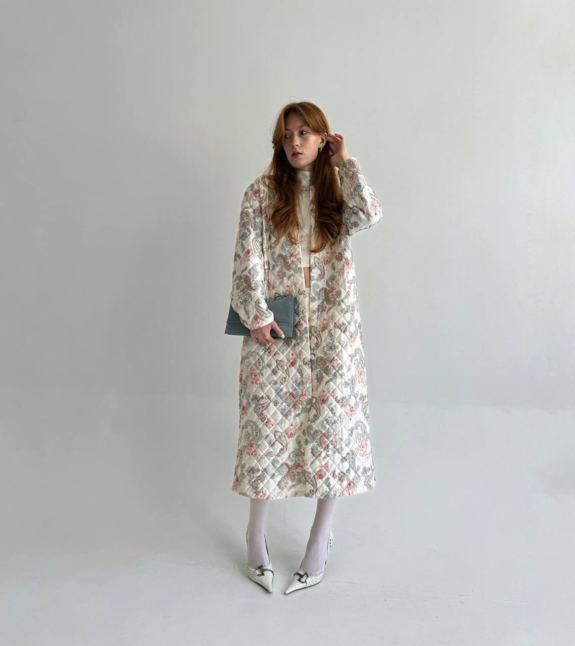 Vintage quilted flower pattern coat