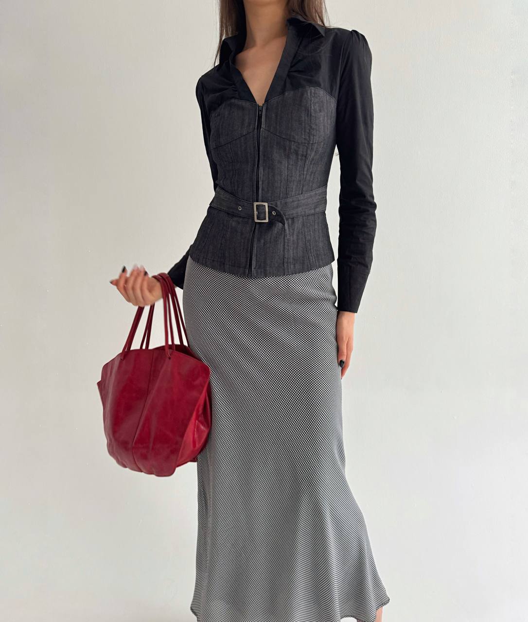 Vintage genuine leather red bag