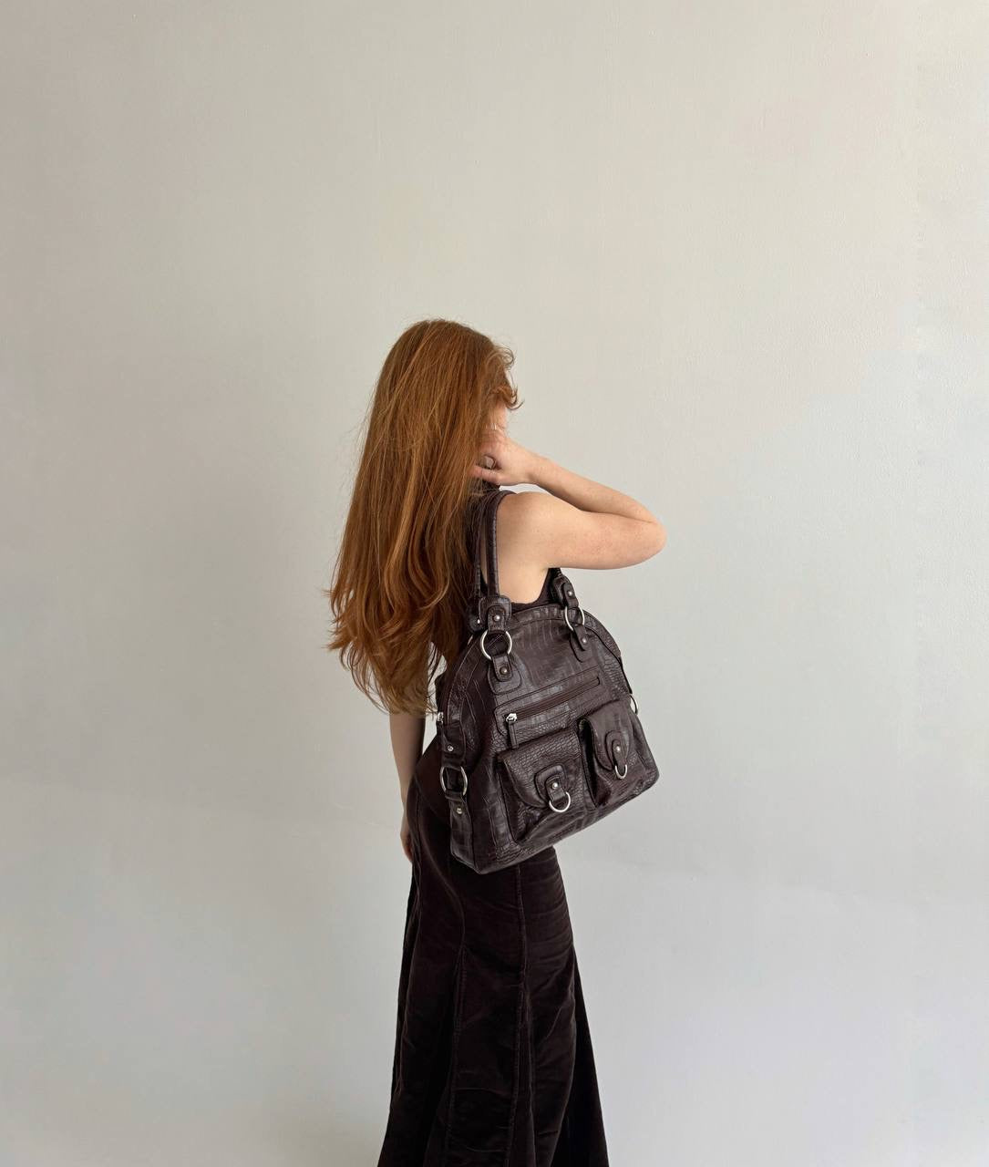 Vintage faux leather mig shoulder bag