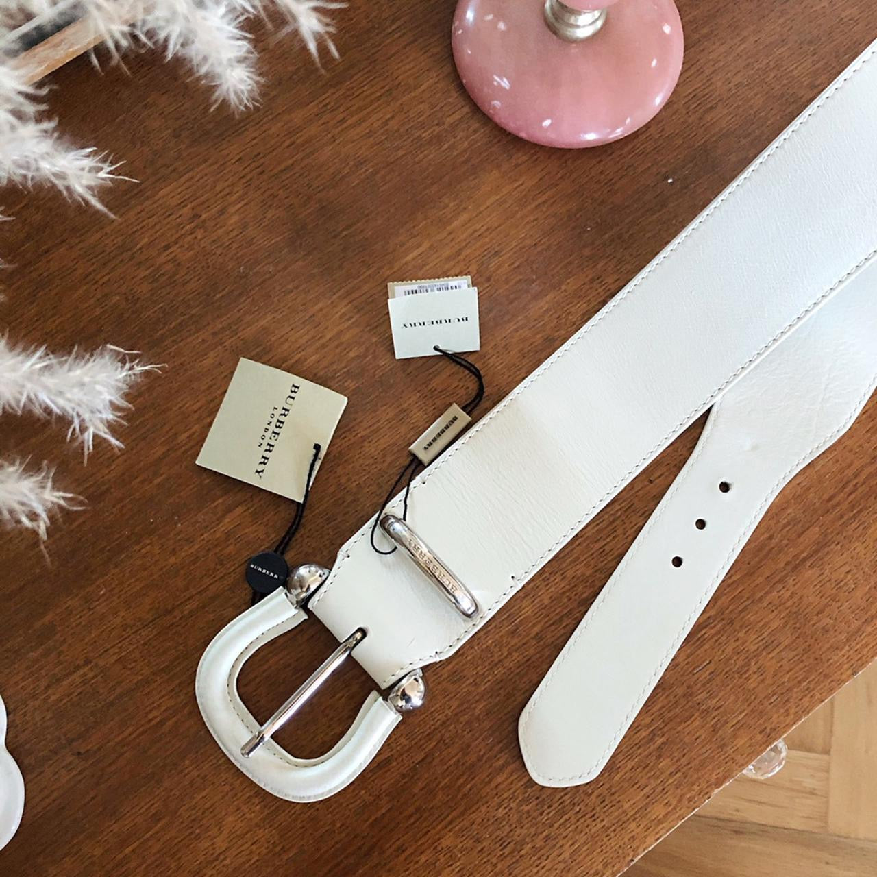 Burberry white wide belt