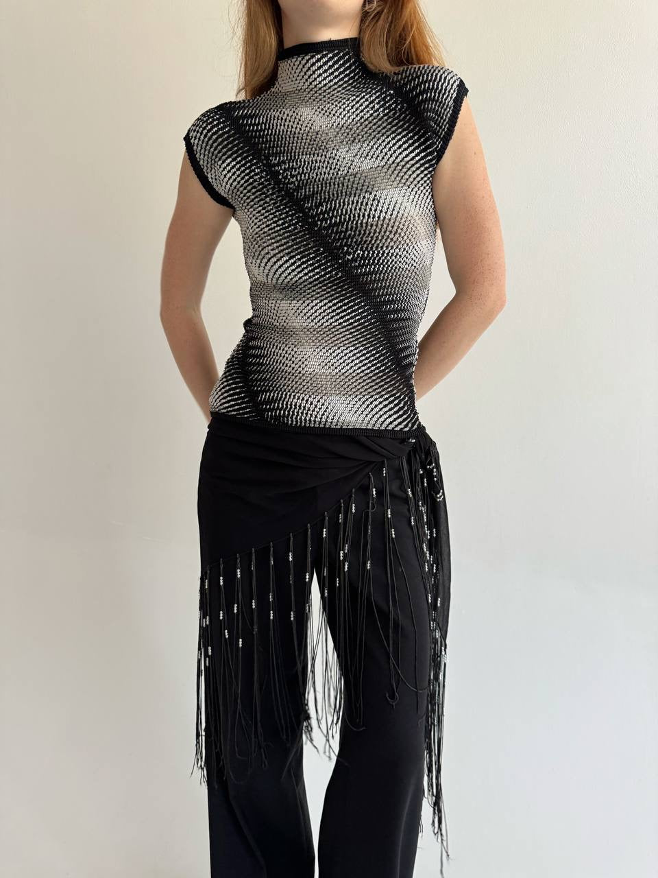 Vintage pleated crinkle blouse