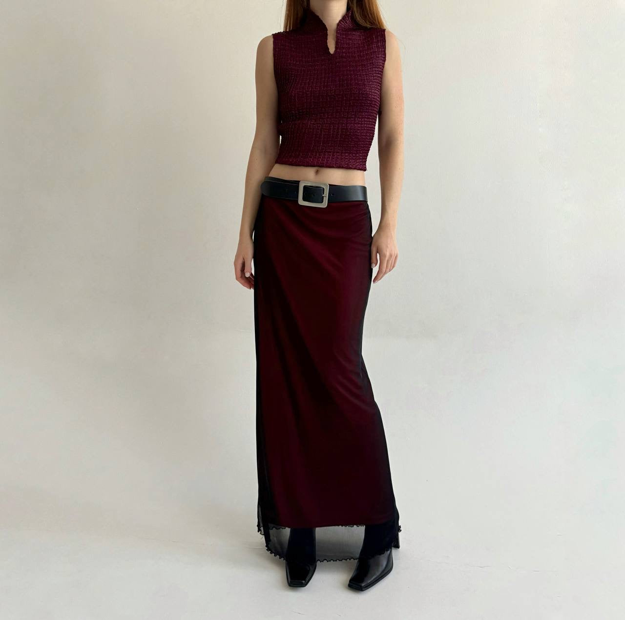 Vintage burgundy maxi skirt
