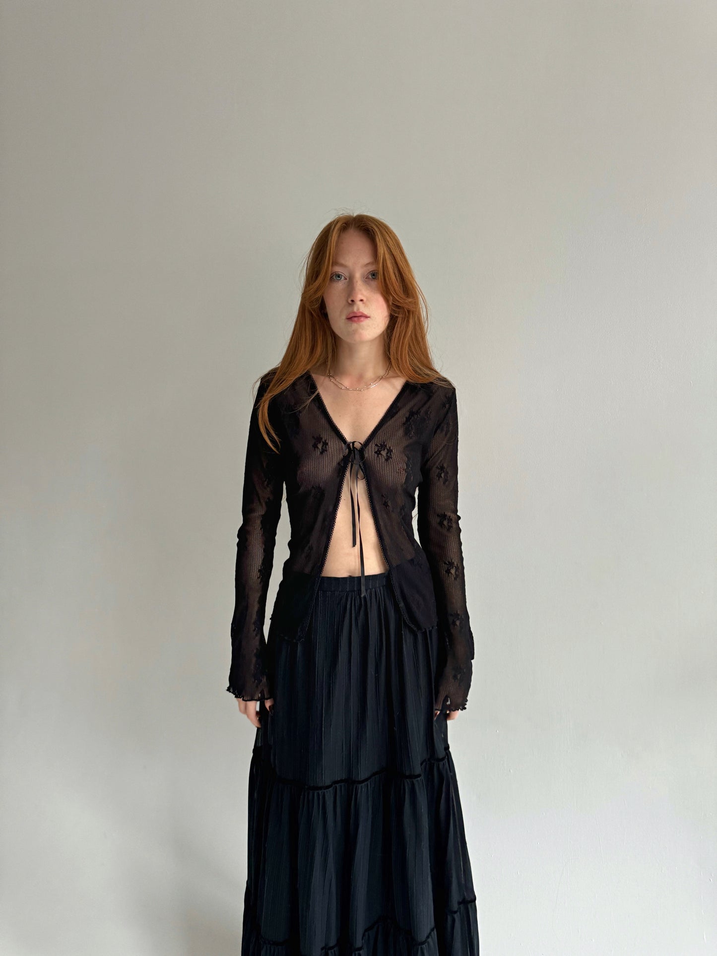 Y2K black lace cardigan