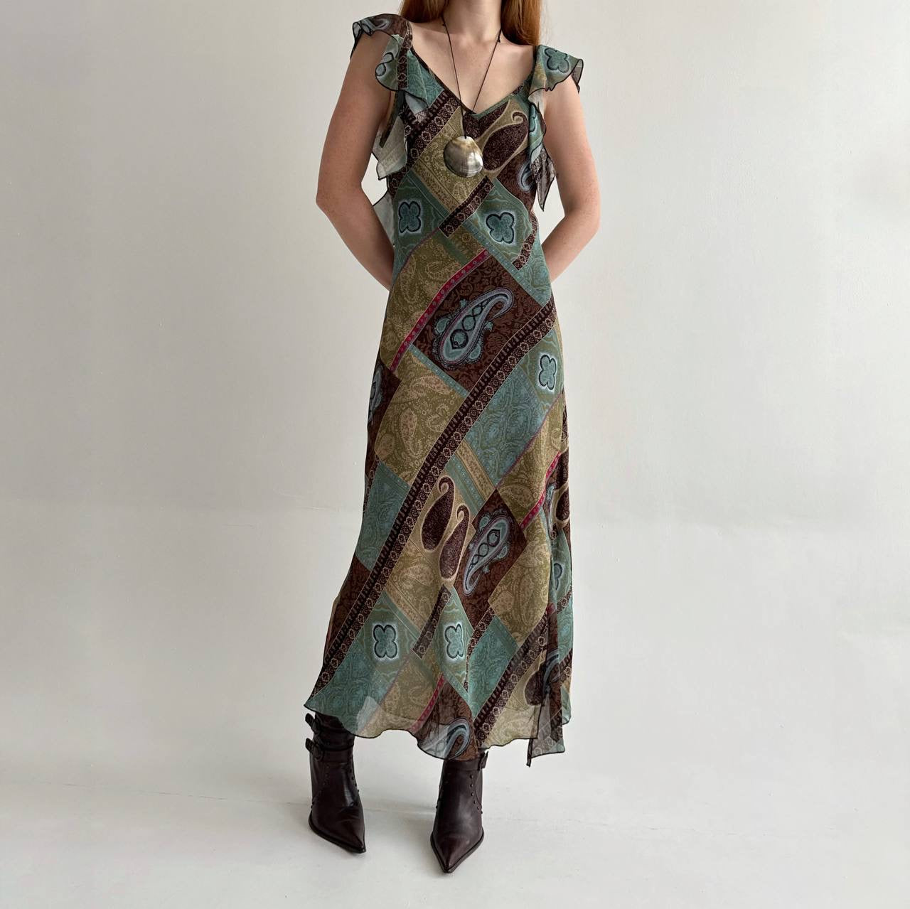 Vintage viscose boho long dress