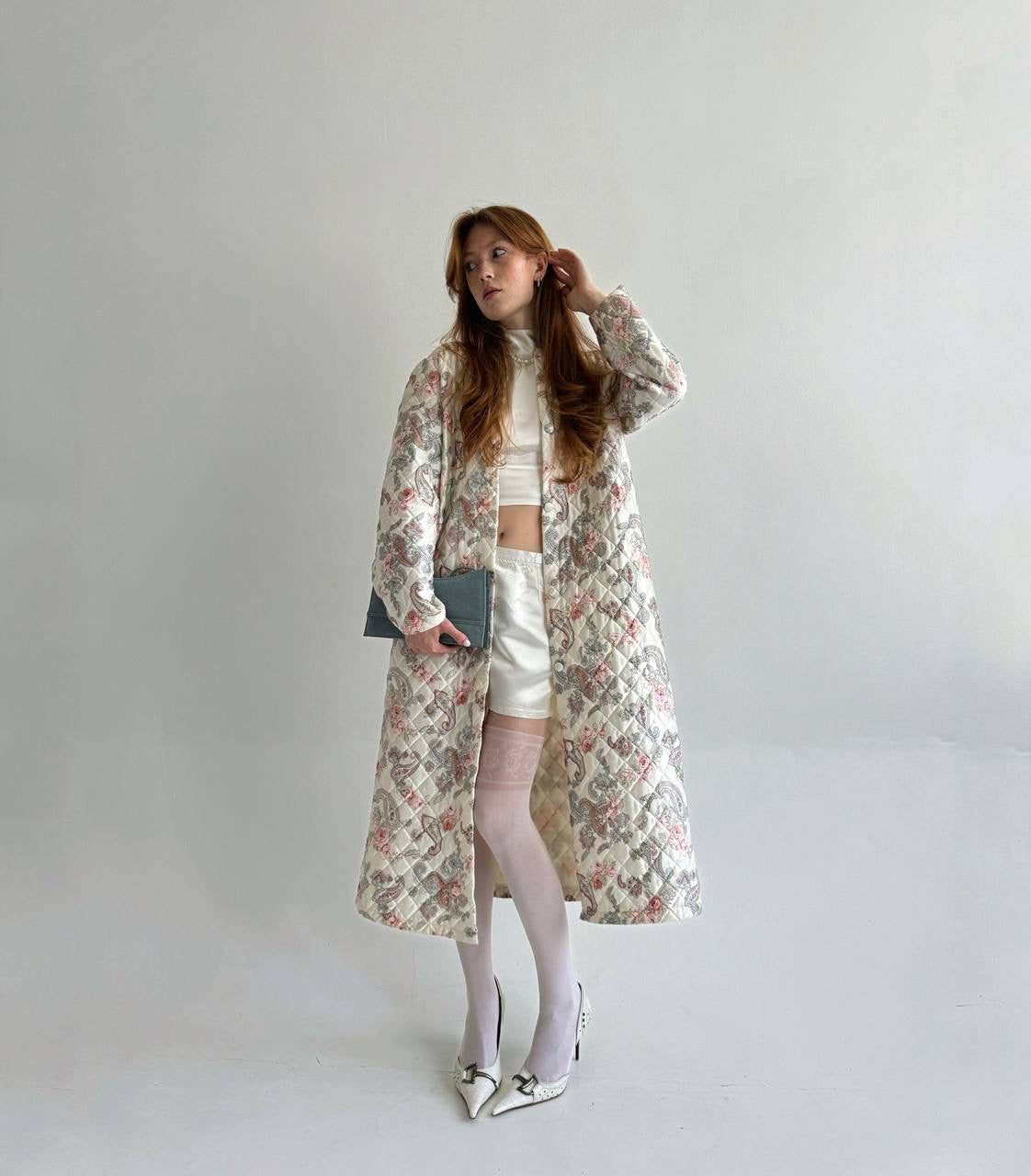 Vintage quilted flower pattern coat