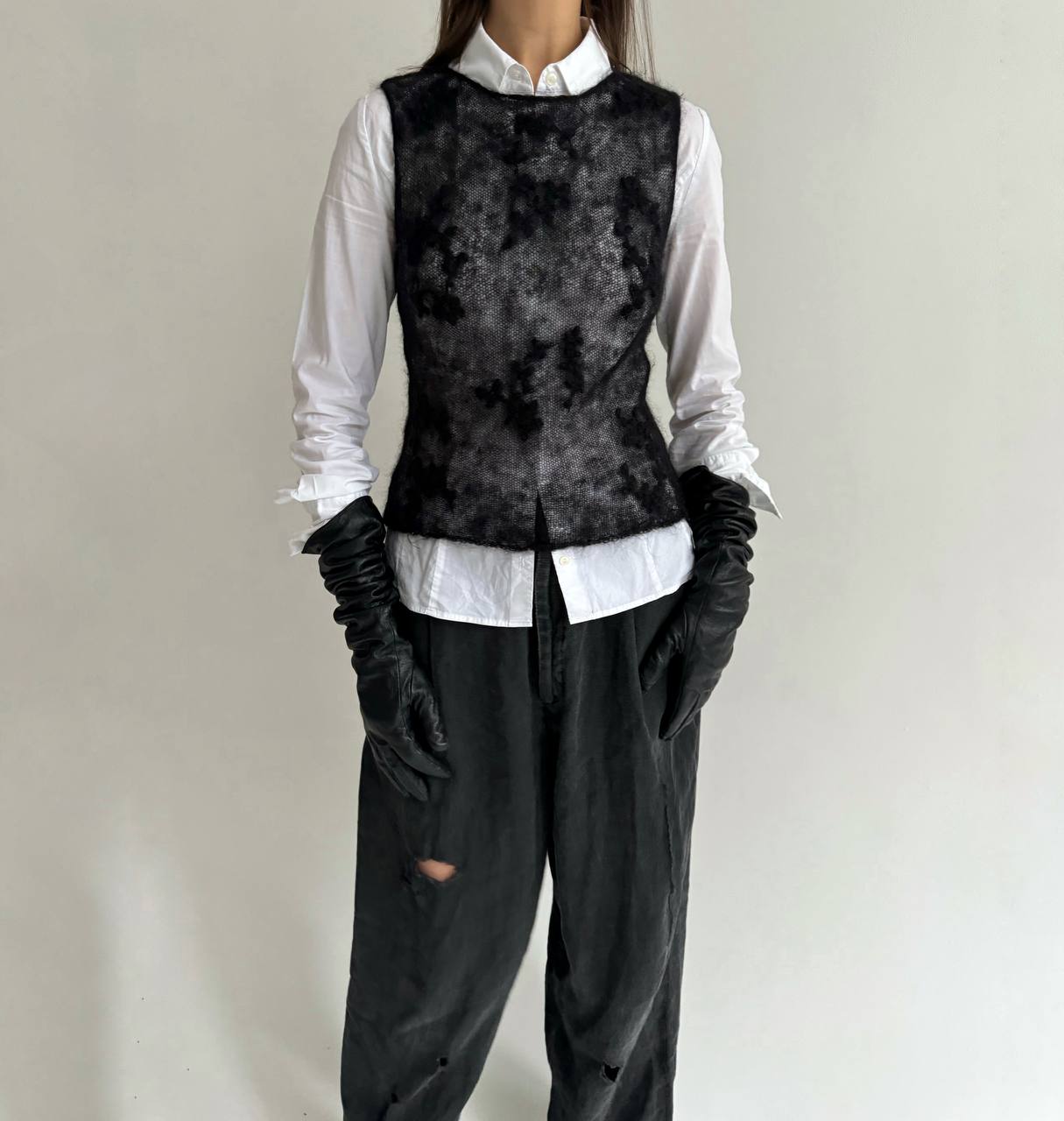 Vintage mohair crochet vest