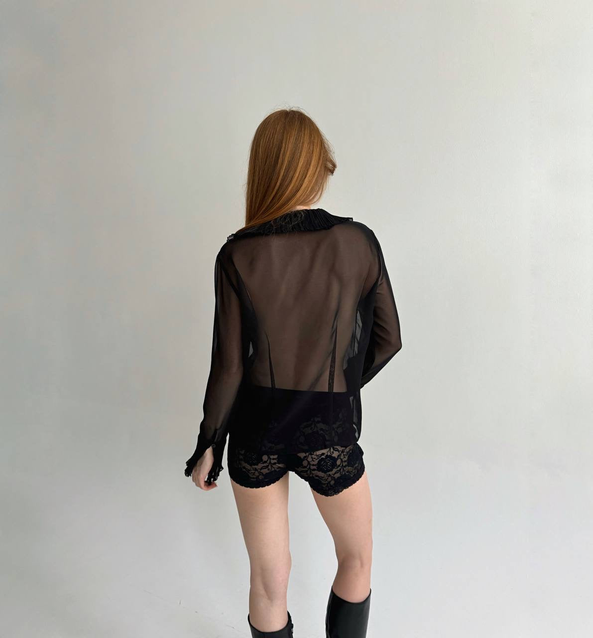 Vintage semi blouse with pleated detailing