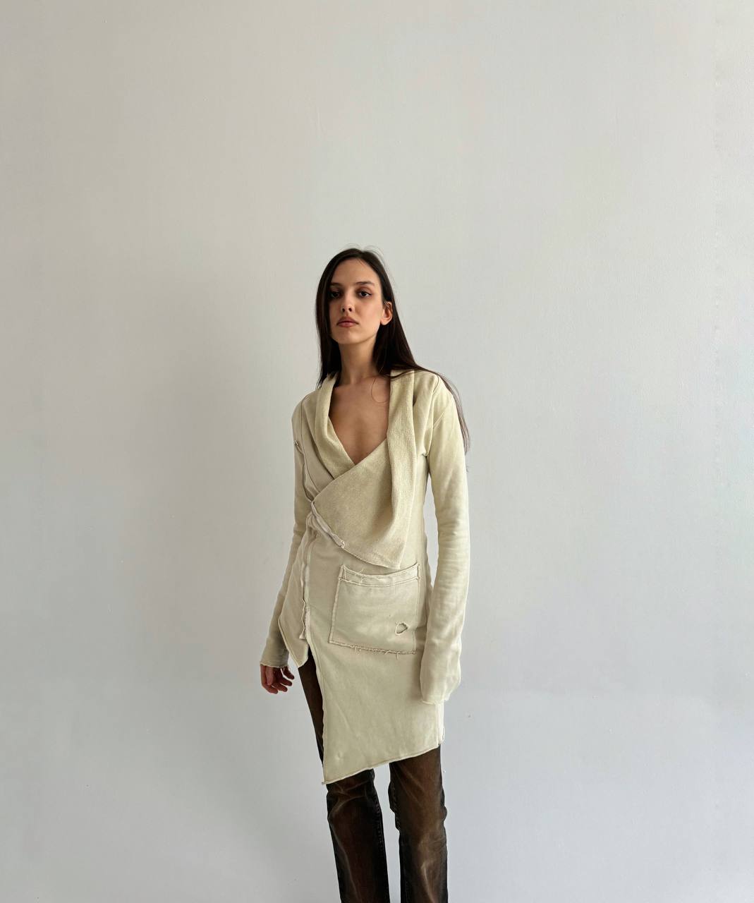 Vintage cotton cream avant garde cardigan