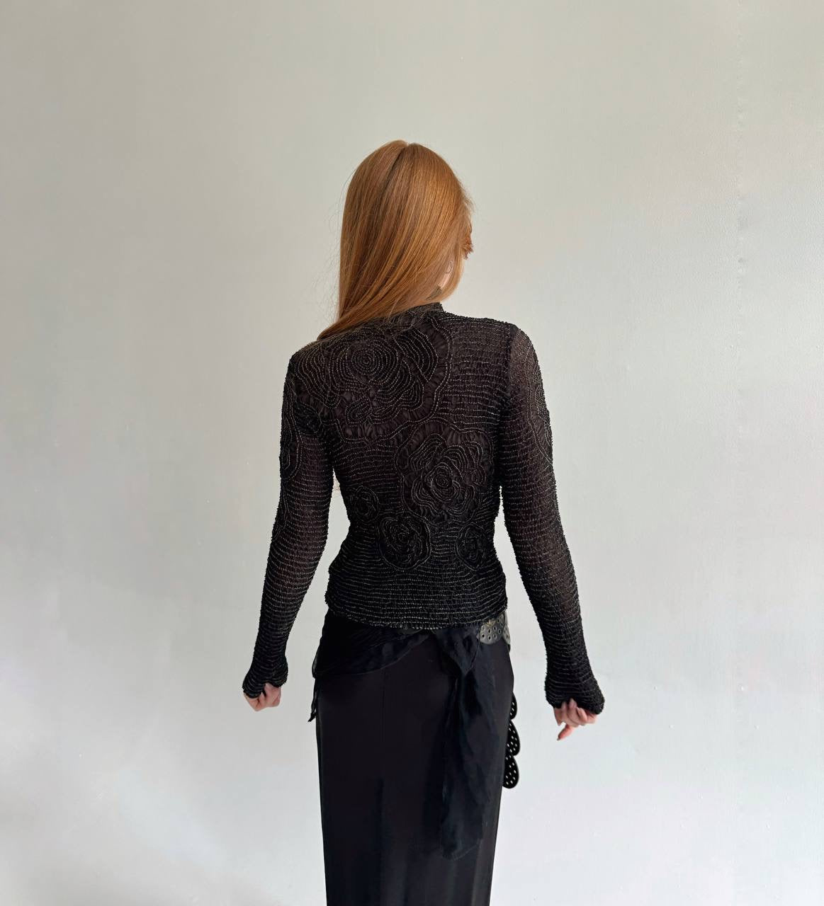 Vintage crinkle elastic blouse made in Japan