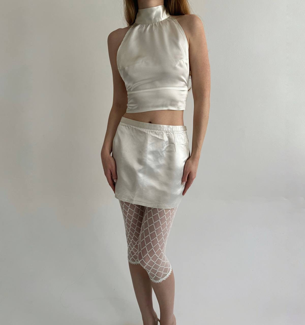 Vintage high waisted satin mini skirt