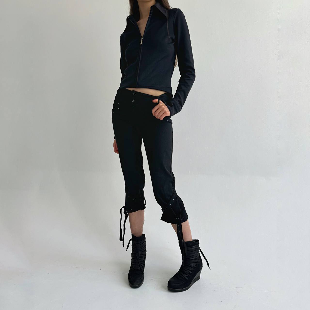 Vintage black capris with rhinestones