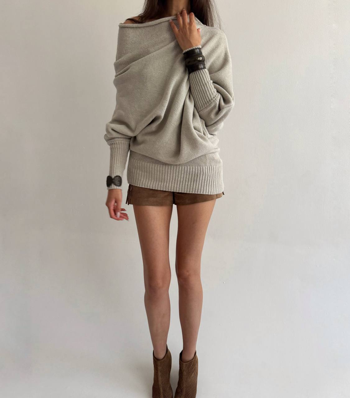 Asymmetrical beige sweater
