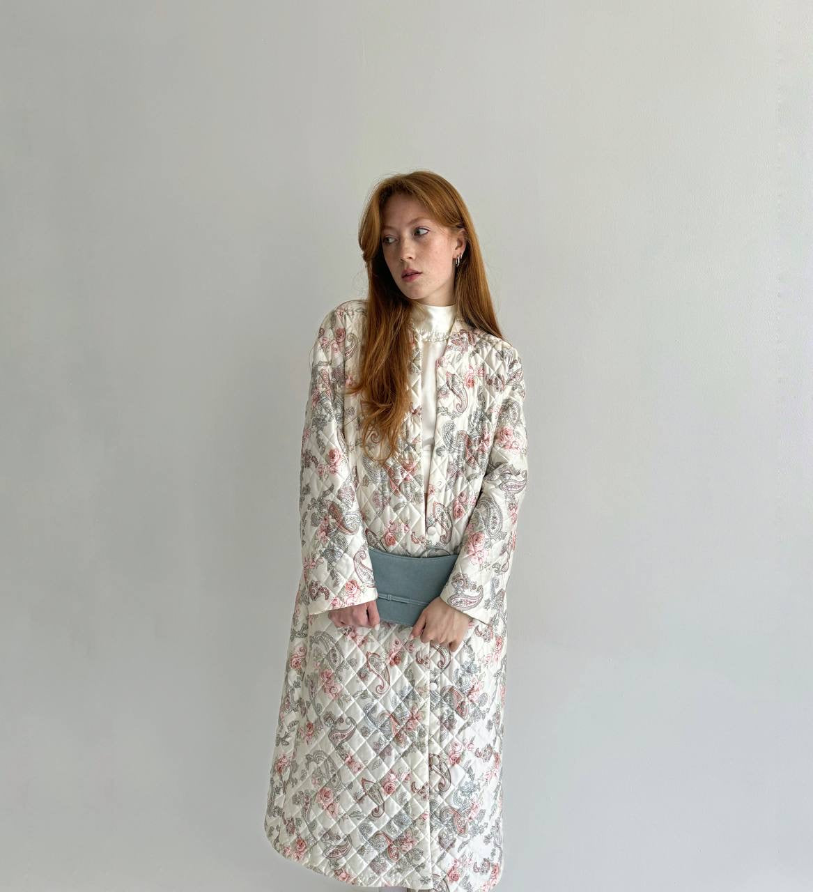 Vintage quilted flower pattern coat