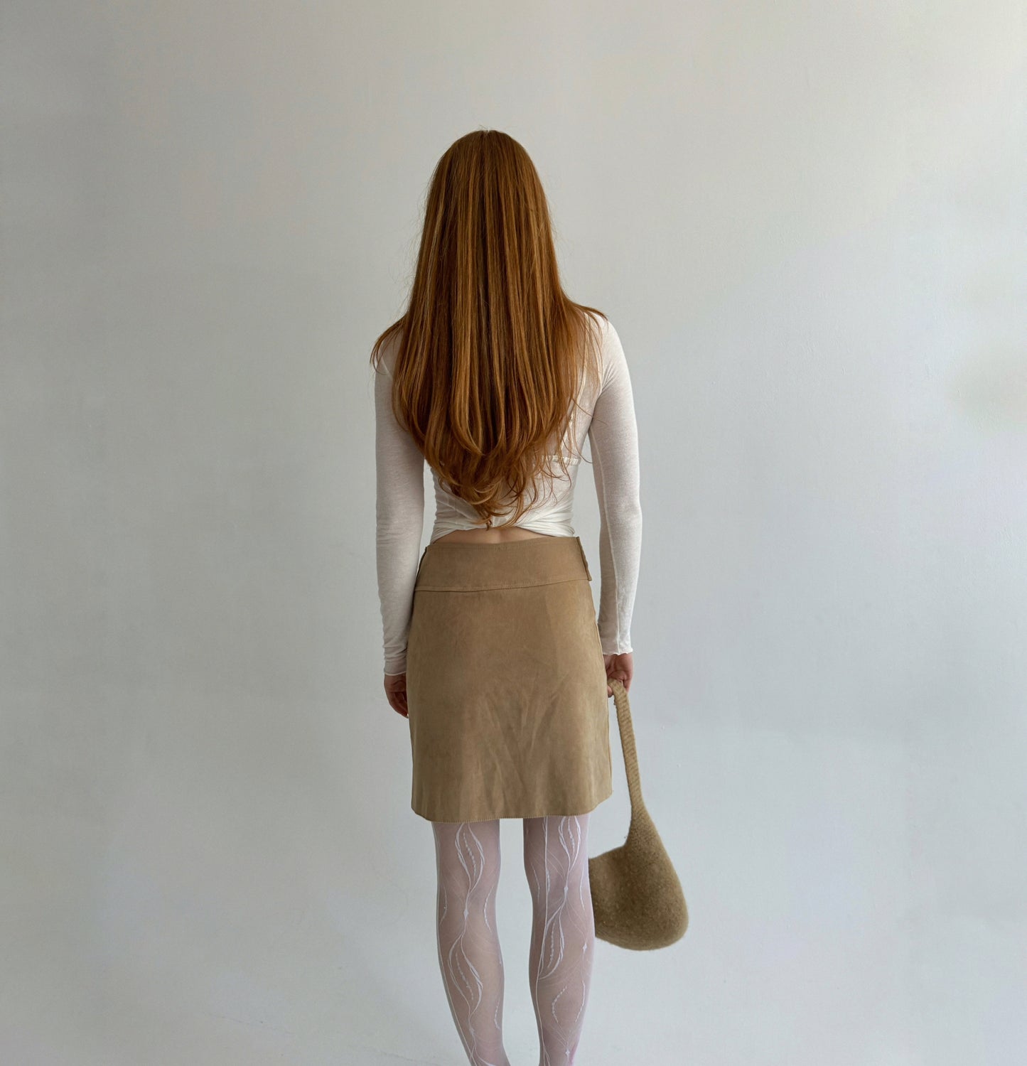 Vintage made in France beige mini skirt