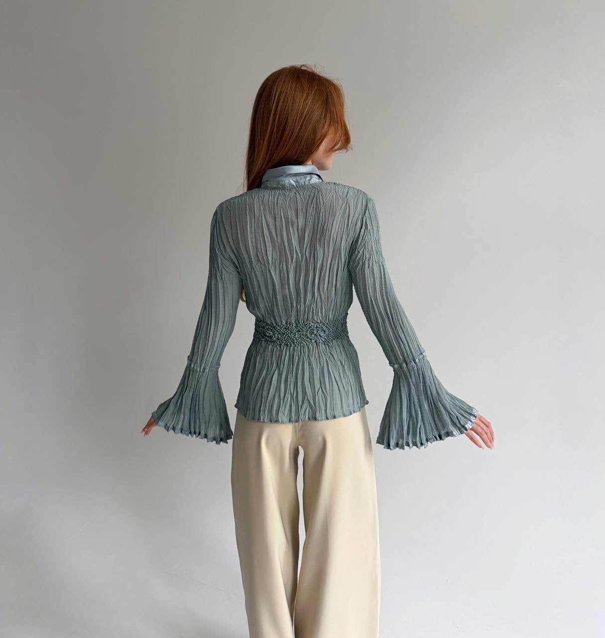 Y2K pleated top with popcorn like texture