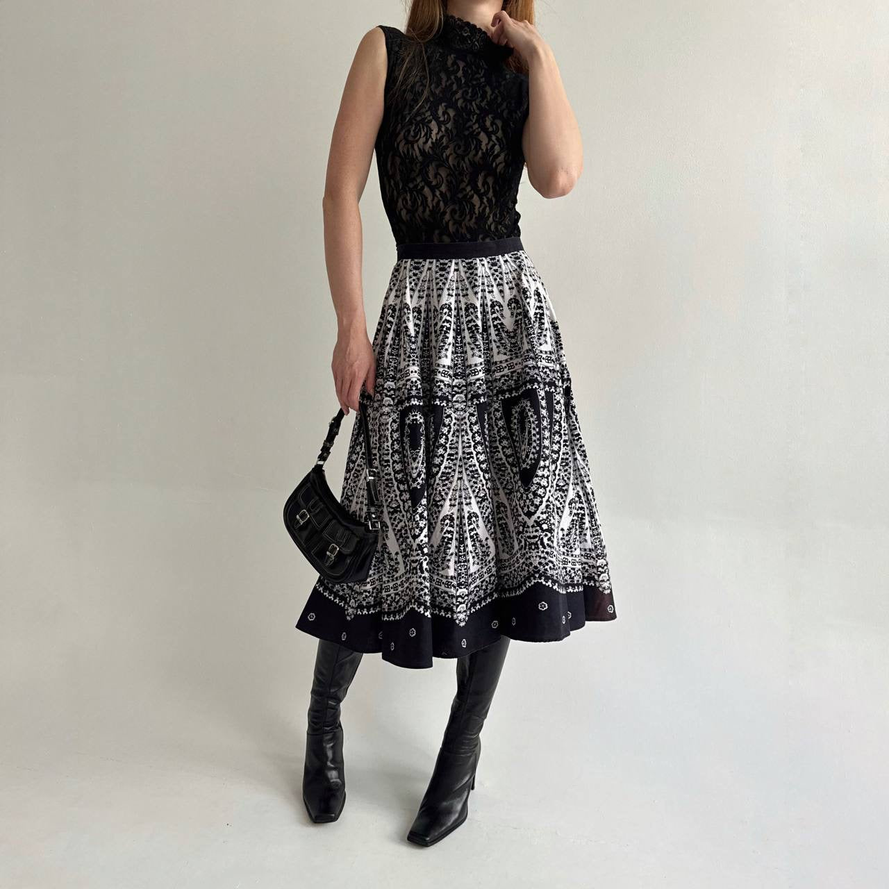 Vintage cotton A shape midi skirt