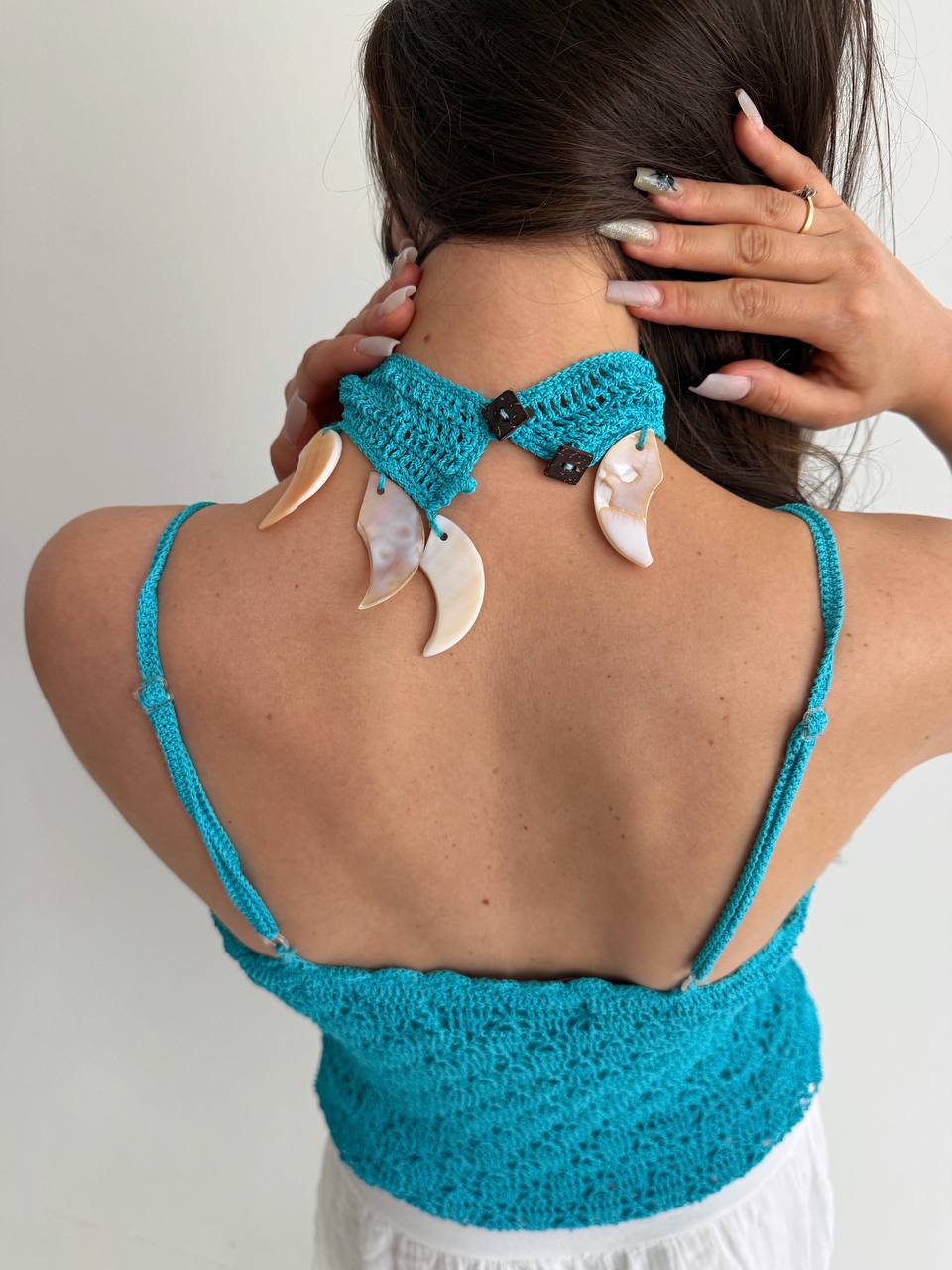 Vintage turquoise shell top