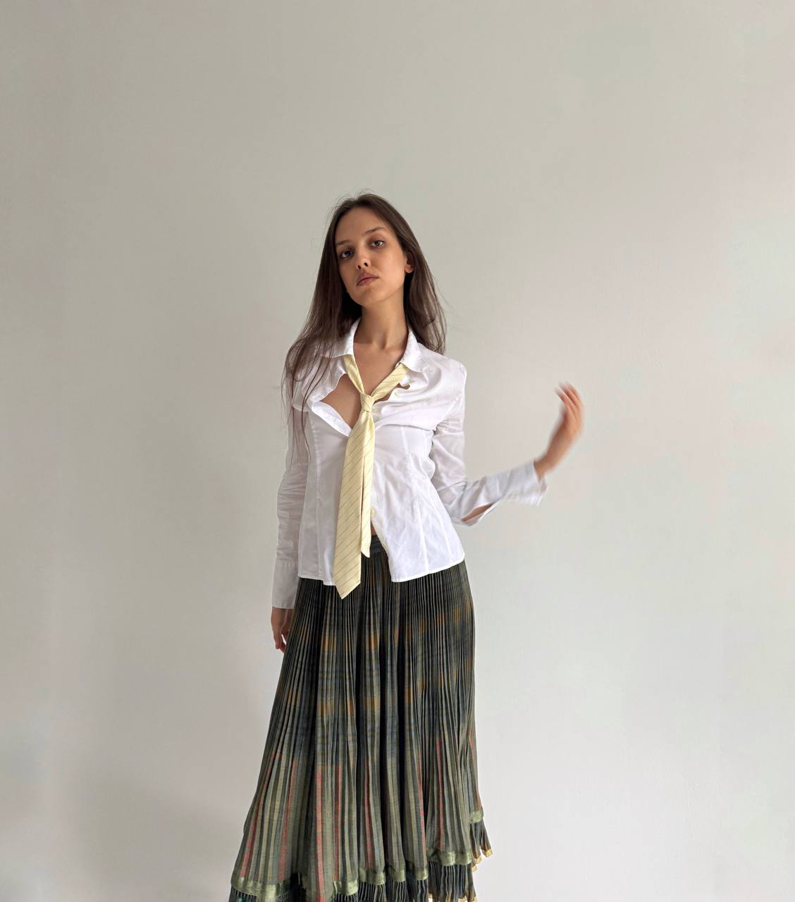 Vintage wool and cotton pleated skirt
