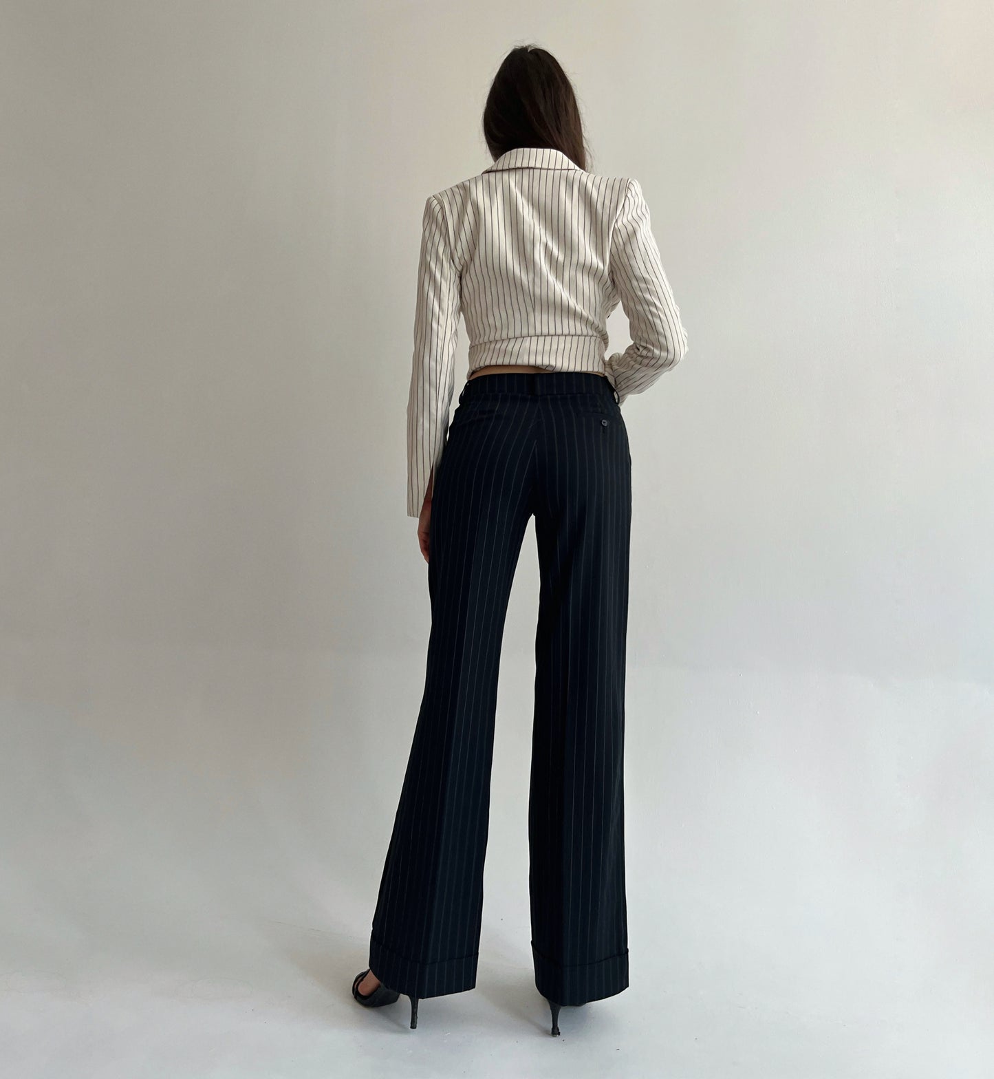 Vintage striped creased pants