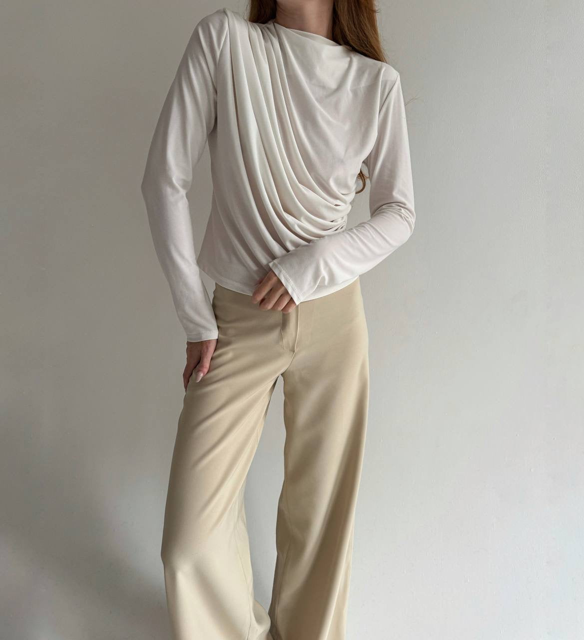 Vintage draped asymmetrical blouse