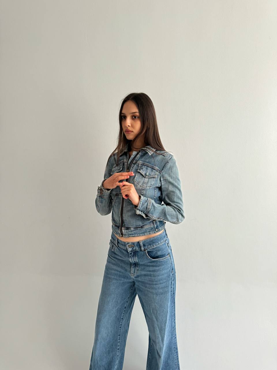 Y2K washed denim jacket