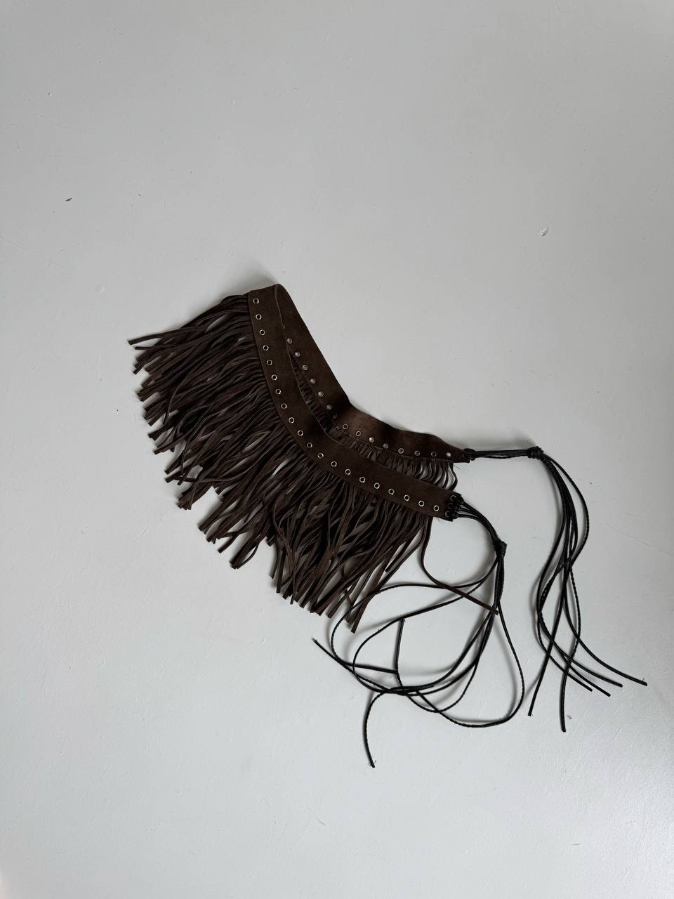 Vintage genuine leather tassel boho belt