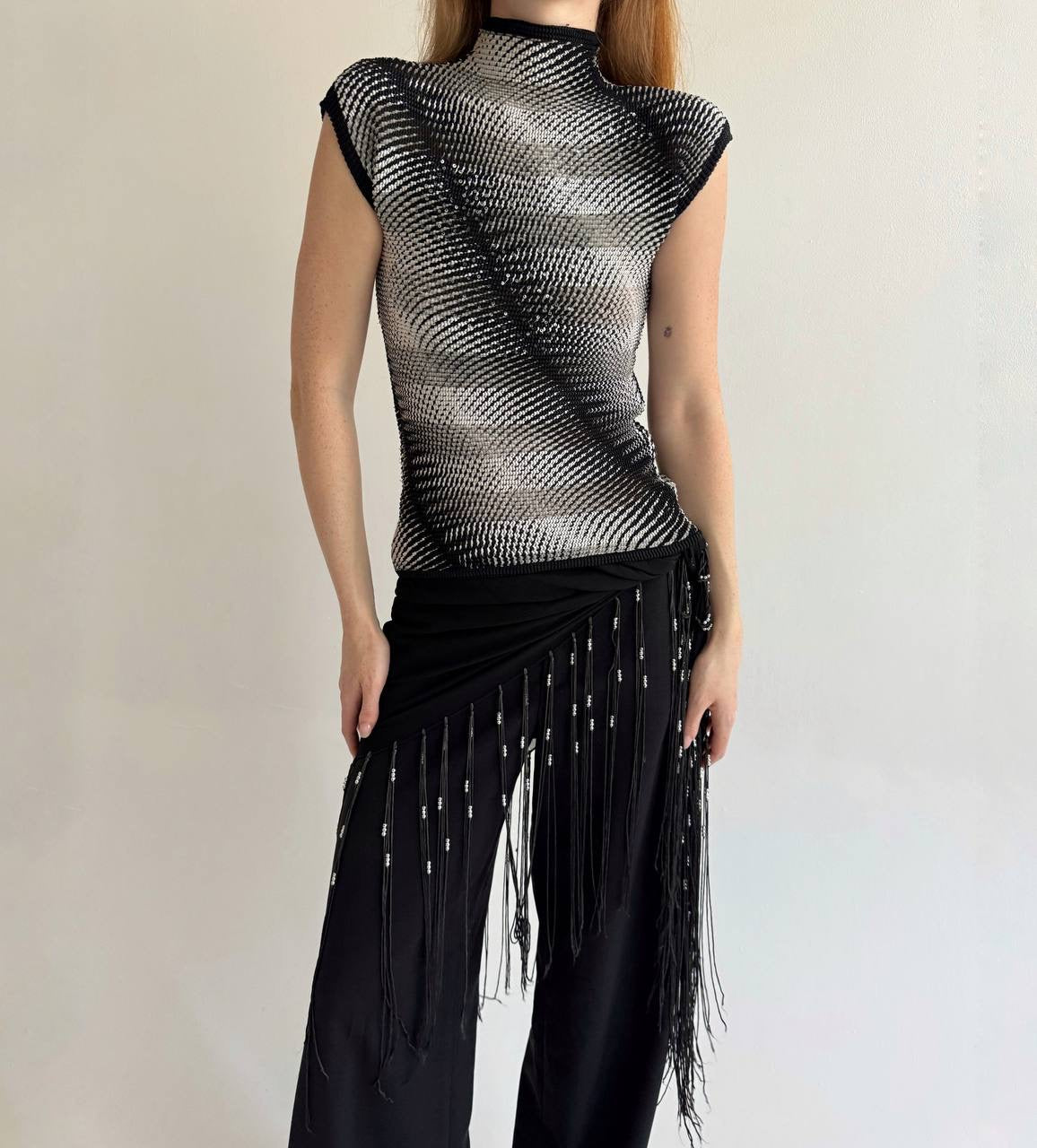 Vintage pleated crinkle blouse