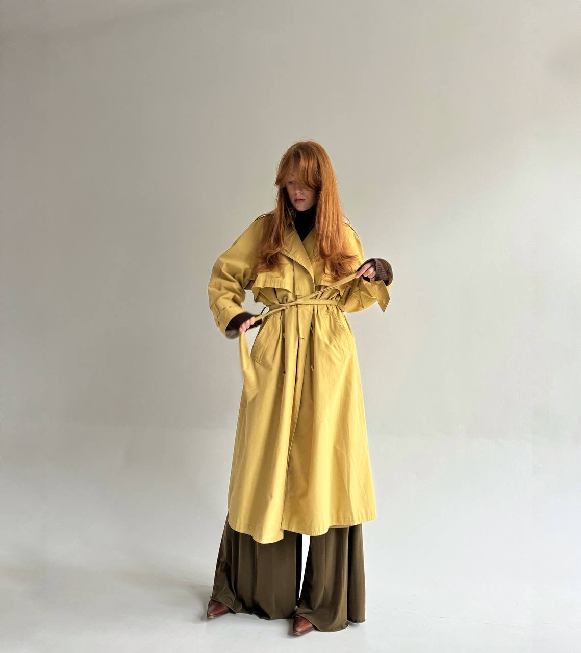Vintage cotton blend long trench coat