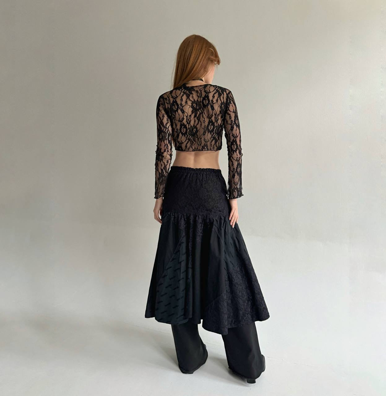 Vintage cotton made in France gothic maxi skirt
