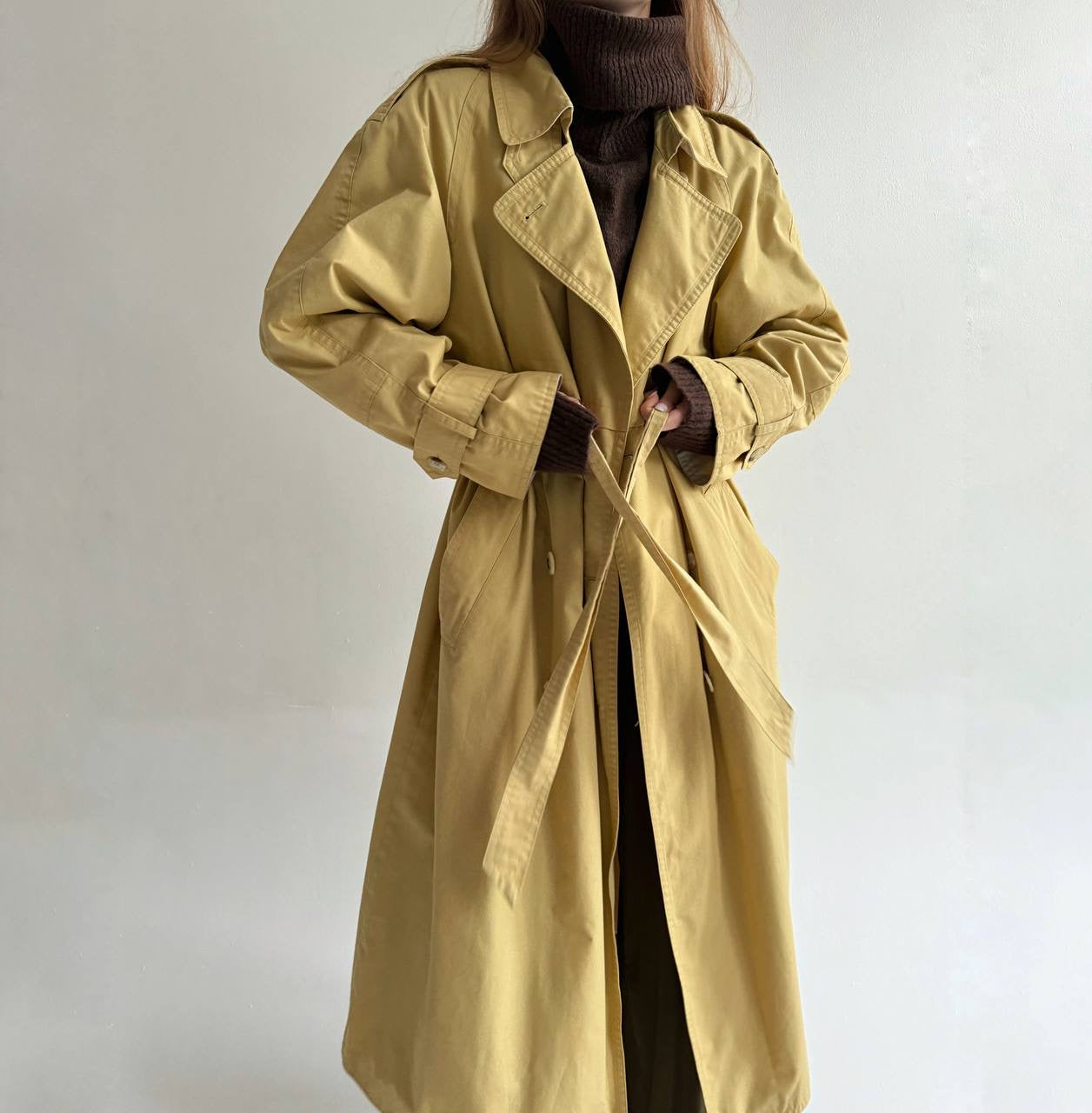 Vintage cotton blend long trench coat
