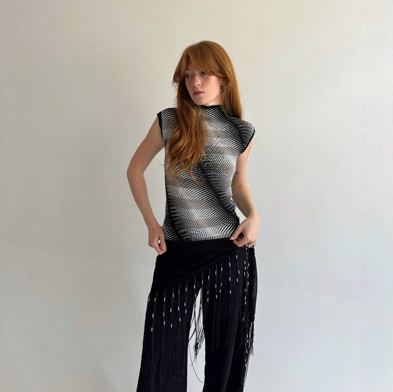 Vintage pleated crinkle blouse