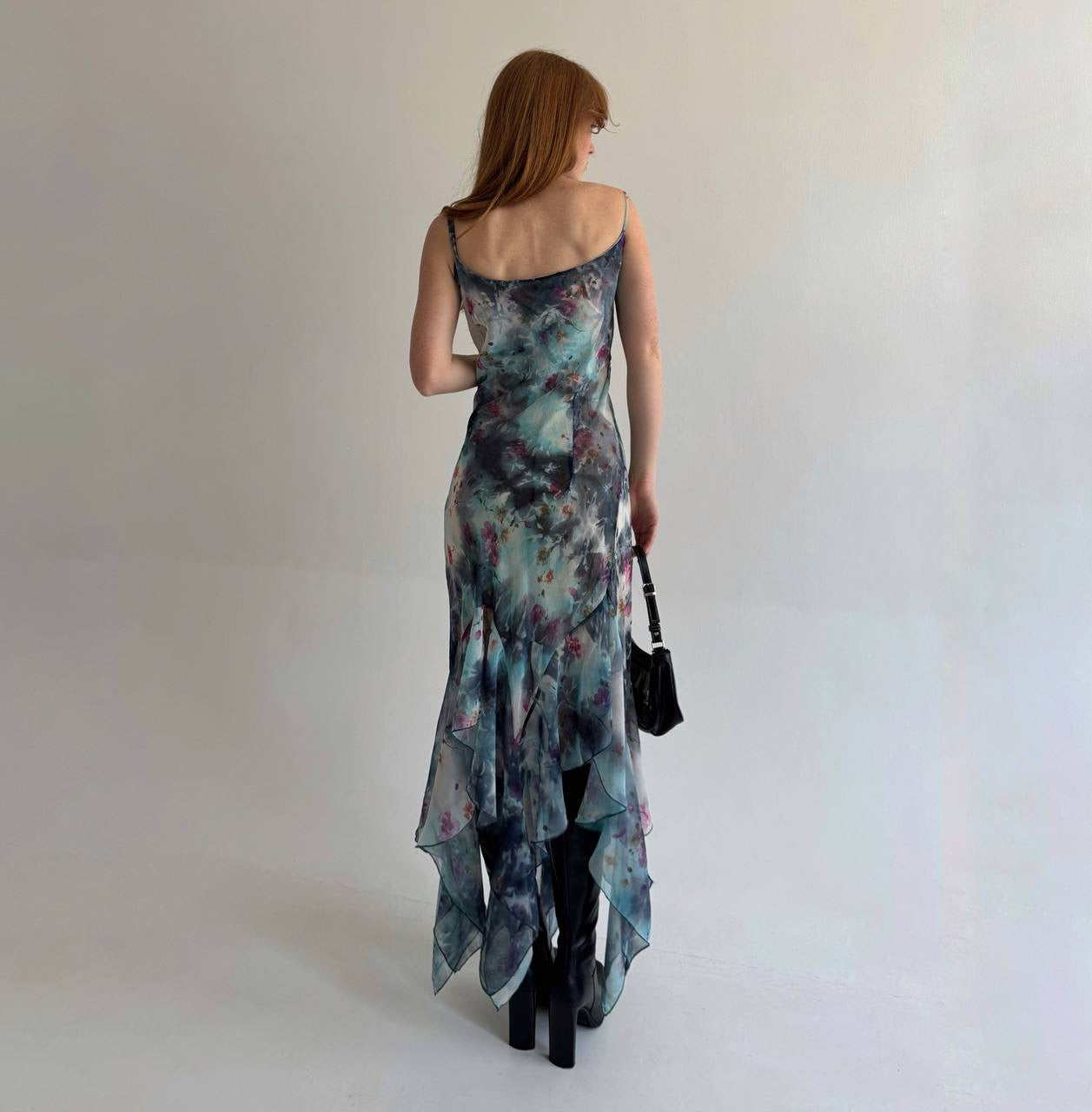Vintage asymmetrical printed dress