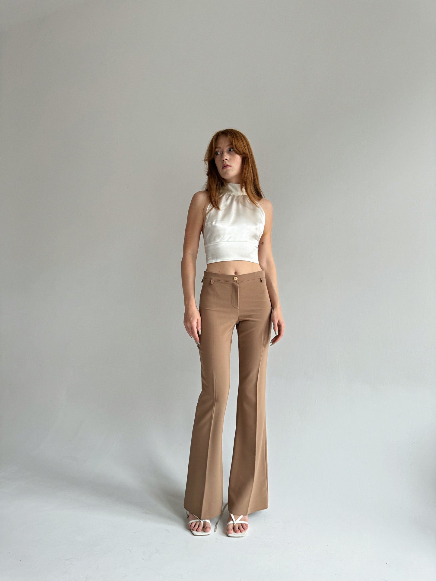 Vintage flared cotton blend pants
