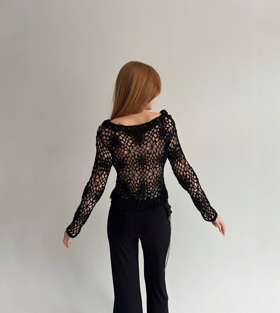 Vintage black crochet blouse