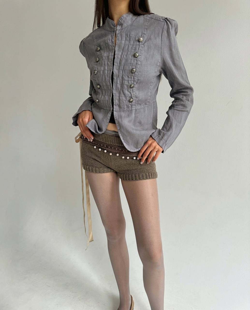 Vintage linen soldier jacket made in Italy
