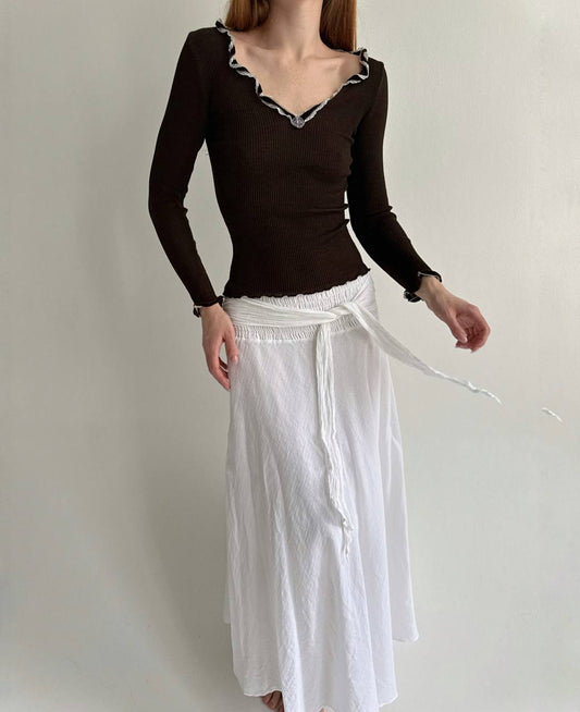 Vintage silk and wool brown cottagecore blouse