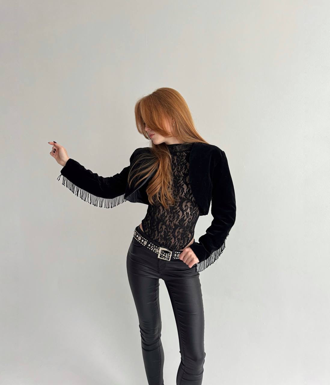 Vintage 100% cotton velvet bolero