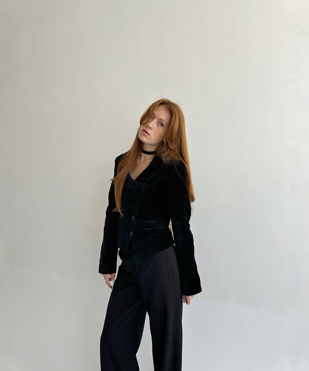 Y2K cotton velvet asymmetrical blazer